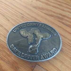 Vintage United Dairy Farmers Safe Driver Award Belt Buckle